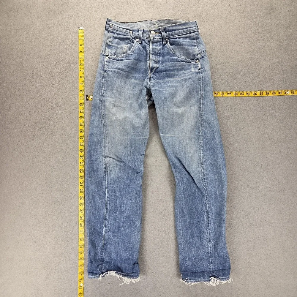VTG Levis Engineered Jeans Mens Blue Twisted Button Fly Altered Hem Fits 28x30